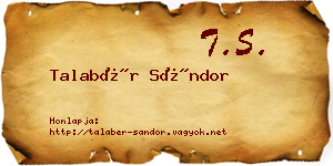 Talabér Sándor névjegykártya